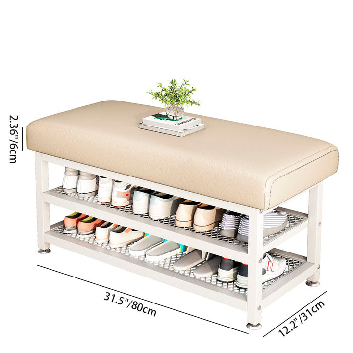 Modern Luxury Rectangle Synthetic Fabric Carbon Steel Shoe Storage 2-Shelf For Entryways