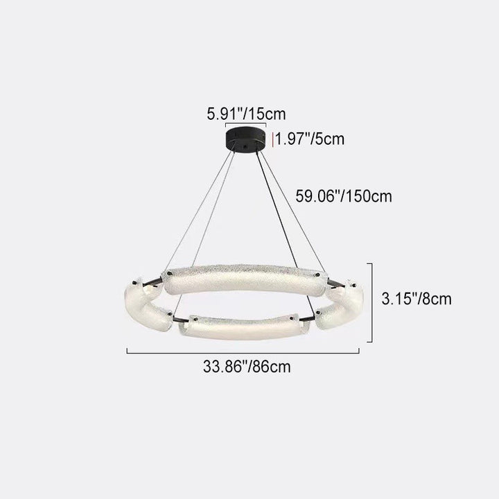 Zeitgenössische Einfachheit Milchglas Kreis Ring Kupfer Acryl LED Kronleuchter Für Wohnzimmer 