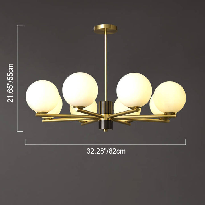 Modern Luxury Glass Round Ball Copper Branch 6/8/15 Light Chandelier For Living Room