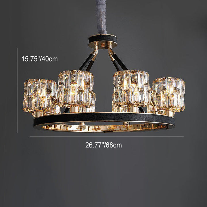 Lustre Cylindrique Moderne en Fer Rond avec Cristaux 6/8 Lumières pour Salon 