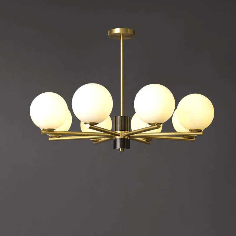 Modern Luxury Glass Round Ball Copper Branch 6/8/15 Light Chandelier For Living Room