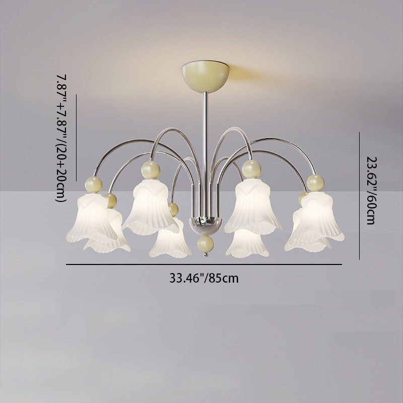 Moderne nordische Eisen-Glas-Blumenförmige Kugel 3/8-Licht-Kronleuchter für Wohnzimmer 