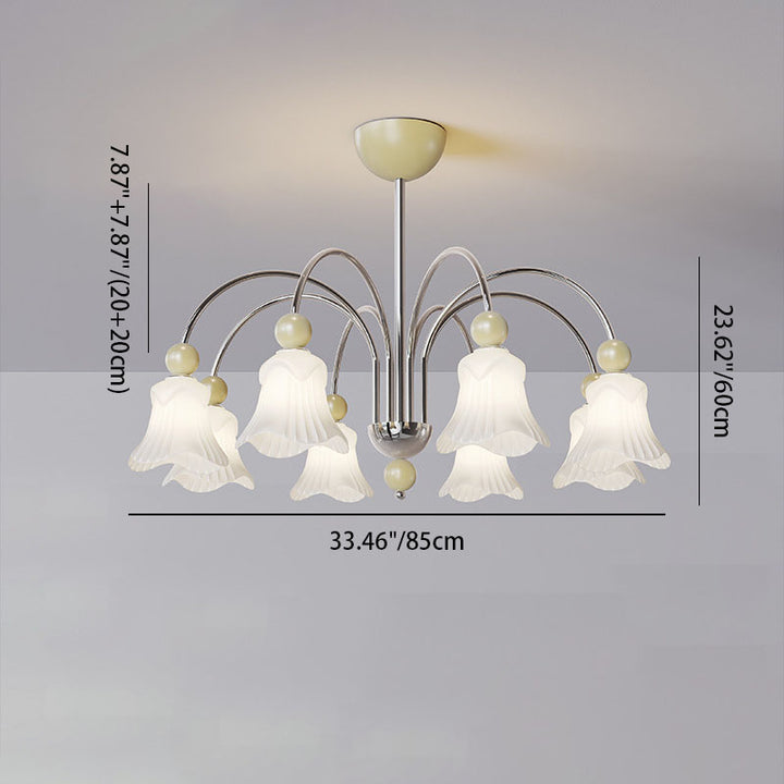 Moderne nordische Eisen-Glas-Blumenförmige Kugel 3/8-Licht-Kronleuchter für Wohnzimmer 