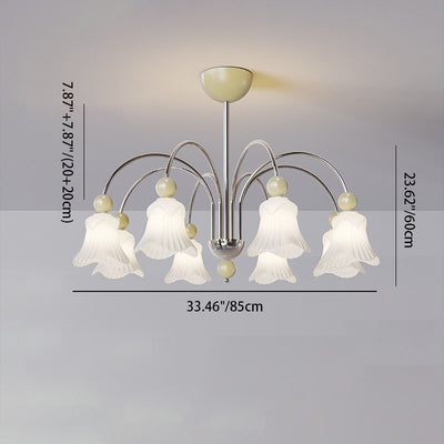 Contemporary Nordic Iron Glass Flower-Shaped Ball 3/8-Light Chandelier For Living Room