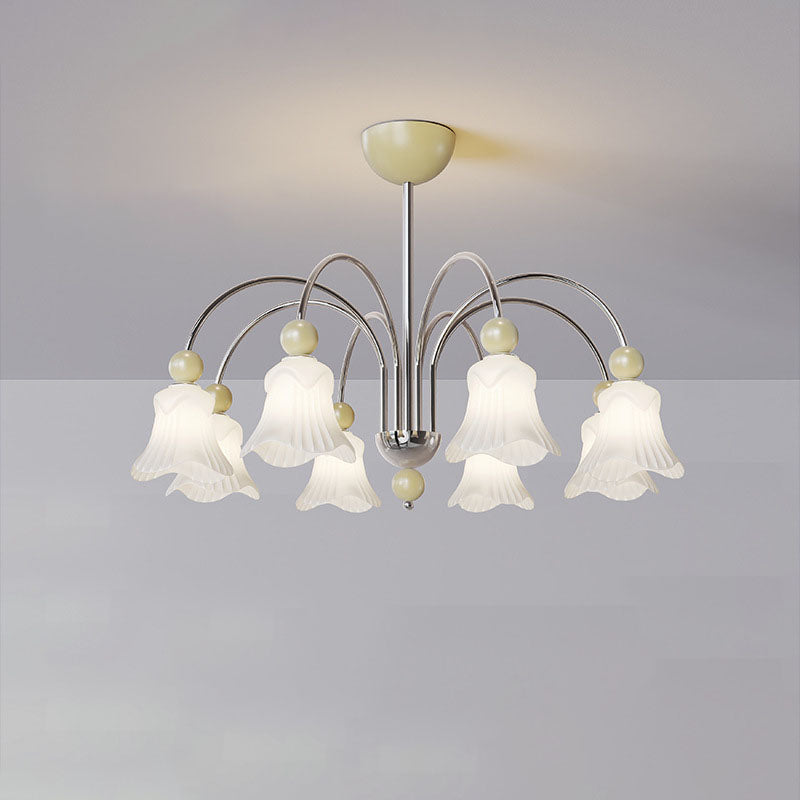 Moderne nordische Eisen-Glas-Blumenförmige Kugel 3/8-Licht-Kronleuchter für Wohnzimmer 