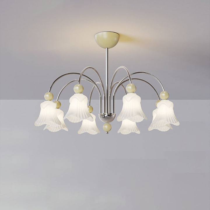 Moderne nordische Eisen-Glas-Blumenförmige Kugel 3/8-Licht-Kronleuchter für Wohnzimmer 