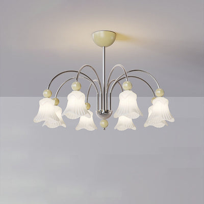 Contemporary Nordic Iron Glass Flower-Shaped Ball 3/8-Light Chandelier For Living Room