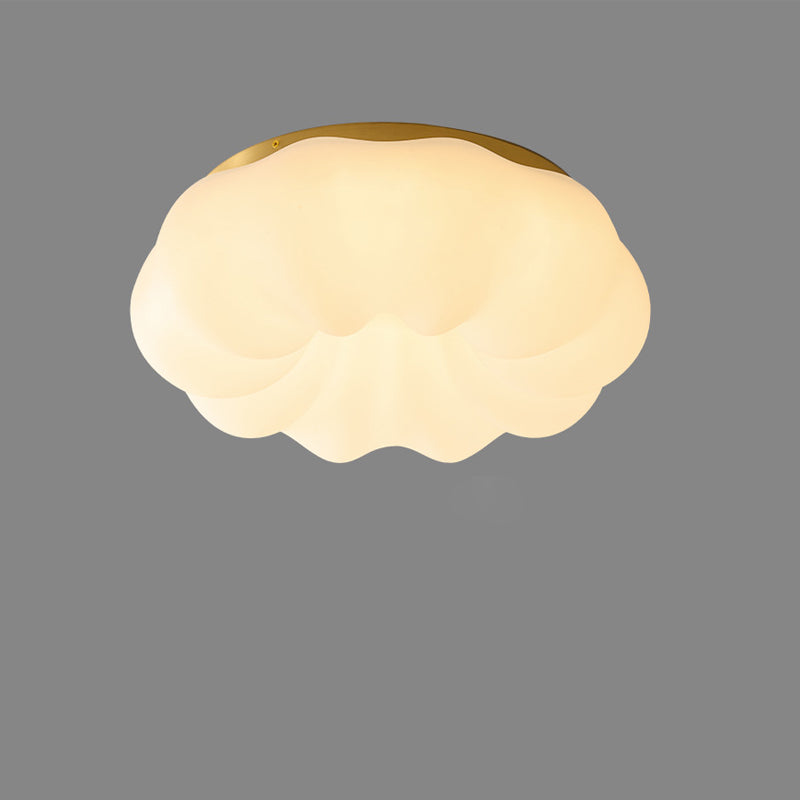 Contemporary Nordic Cloud Shape PE Copper LED Flush Mount Ceiling Light For Living Room