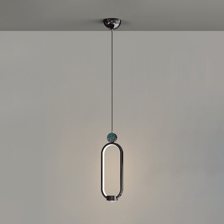 Lustre LED en aluminium avec anneau elliptique géométrique minimaliste moderne en cristal pour salon 