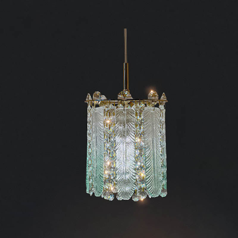 Suspension moderne en cristal cylindrique à 1 lumière pour salon 
