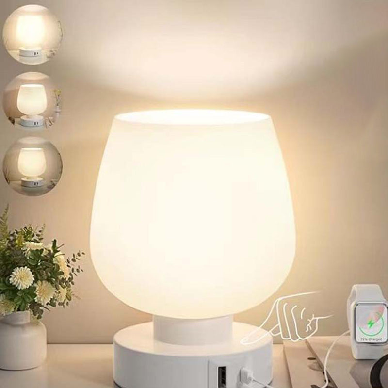 Moderne minimalistische flache runde Glaseisen 1-Licht Tischlampe für Wohnzimmer 