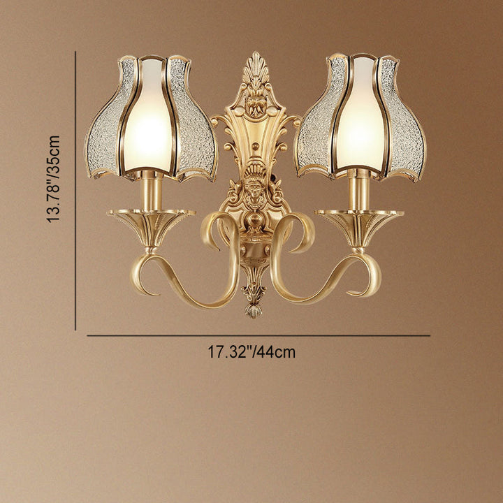 Applique murale contemporaine de luxe en cuivre avec abat-jour en verre en forme de parapluie 1/2 lumière pour chambre 