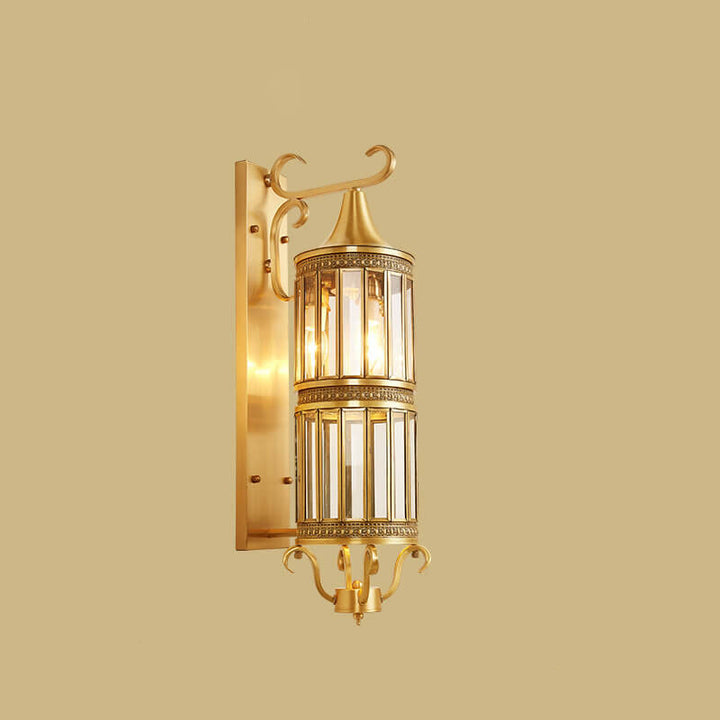 Contemporary Luxury Copper Glass Tubular Shade 1/3-Light Wall Sconce Lamp For Living Room