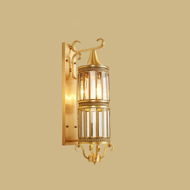 Zeitgenössische Luxus-Kupfer-Glas-Röhrenschirm 1/3-Licht Wandleuchte für Wohnzimmer 