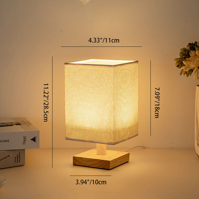 مصباح طاولة LED USB مربع من القماش الإبداعي المعاصر لغرفة النوم 