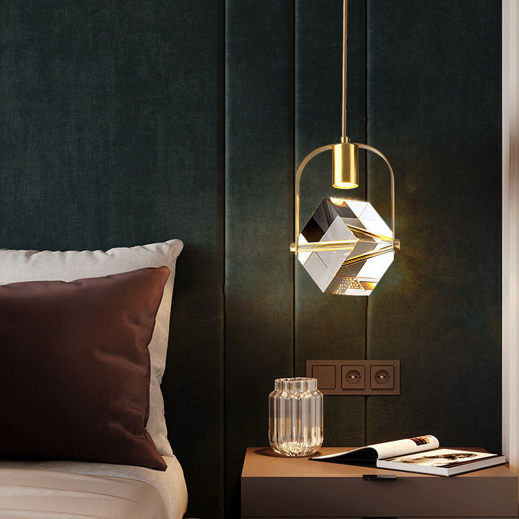 Moderne einfache Eisen-Kupfer-Quadrat-Kreis-Langlinien-1-Licht-Pendelleuchte 