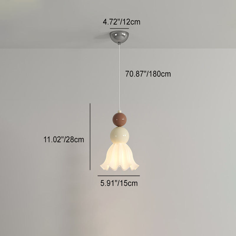 Moderne minimalistische runde Kürbisblatt-Hardware-Glas-1-Licht-Pendelleuchte für das Schlafzimmer 