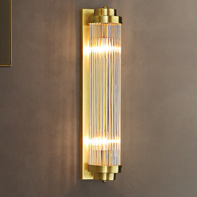 Cilindro de Vidrio de Hierro Tradicional Europeo Aplique de Pared de 2 Luces para Sala de Estar 