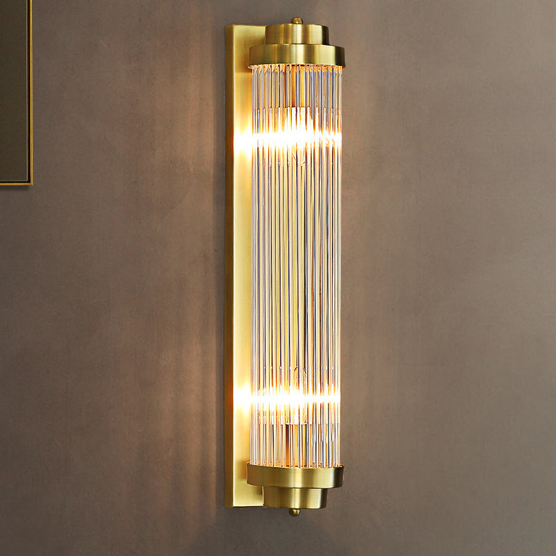 Cilindro de Vidrio de Hierro Tradicional Europeo Aplique de Pared de 2 Luces para Sala de Estar 