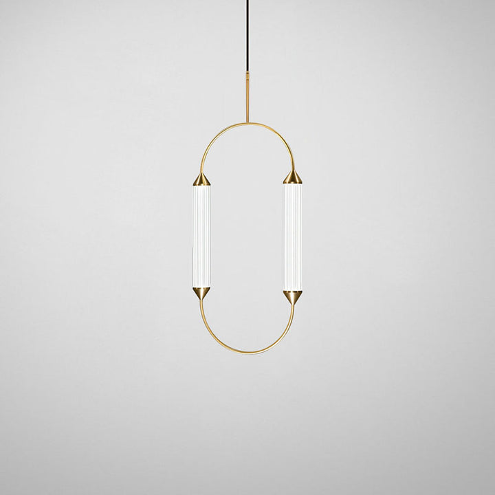 Contemporary Industrial Strip Elliptical Iron Glass LED Pendant Light For Dining Room