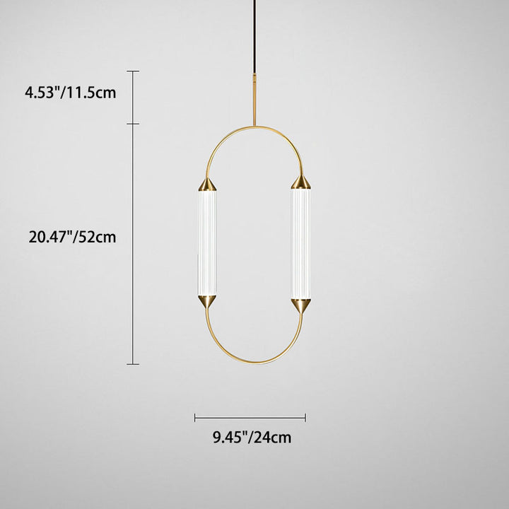 Contemporary Industrial Strip Elliptical Iron Glass LED Pendant Light For Dining Room