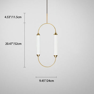 Zeitgenössische industrielle Streifen elliptische Eisen Glas LED Pendelleuchte für Esszimmer 