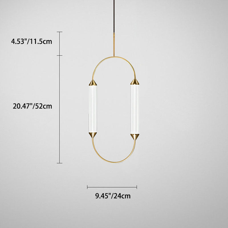 Zeitgenössische industrielle Streifen elliptische Eisen Glas LED Pendelleuchte für Esszimmer 