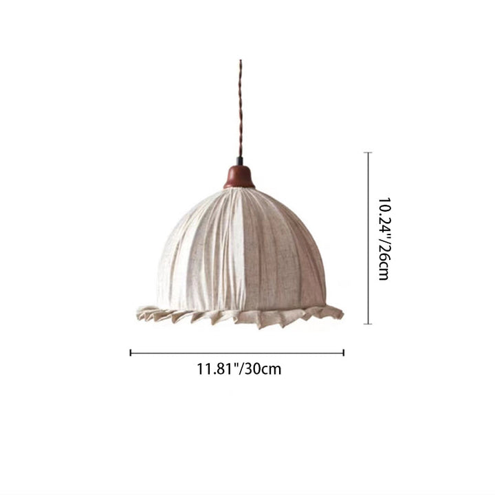 Zeitgenössische Retro Halbkugelförmige Spitze Massivholz Stoff 1-Licht Pendelleuchte Für Schlafzimmer 