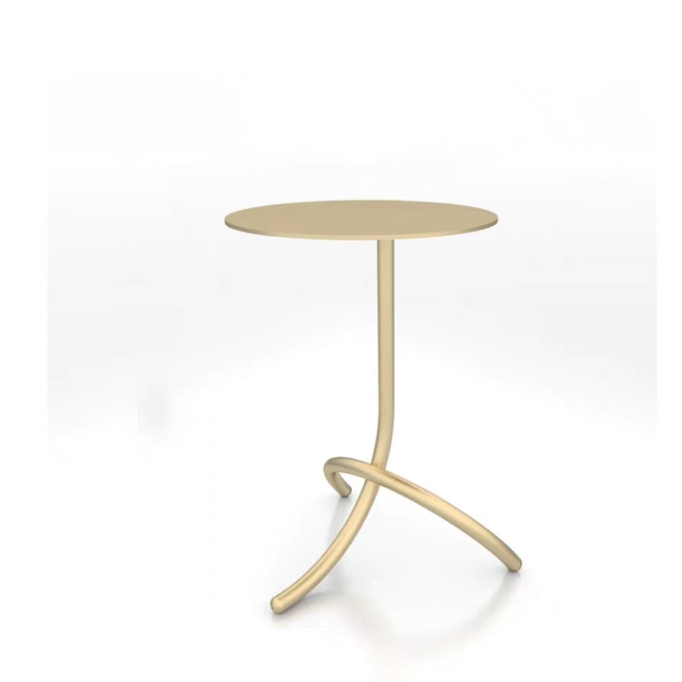 Table basse ronde minimaliste moderne en acier inoxydable en forme de J pour salon 