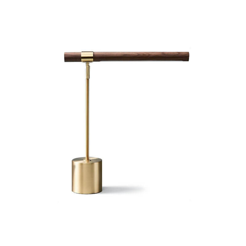 Lámpara de Mesa LED Base de Hardware Cilíndrico de Tira de Grano de Madera Minimalista Nórdica 