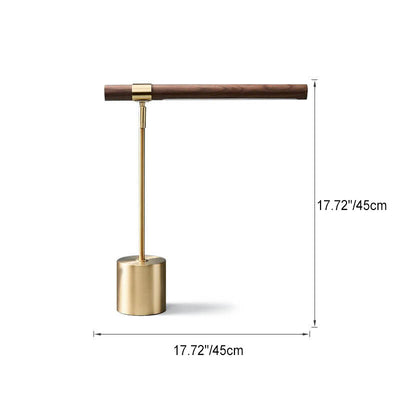 Nordic Minimalist Wood Grain Cylindrical Strip Hardware Base LED Table Lamp