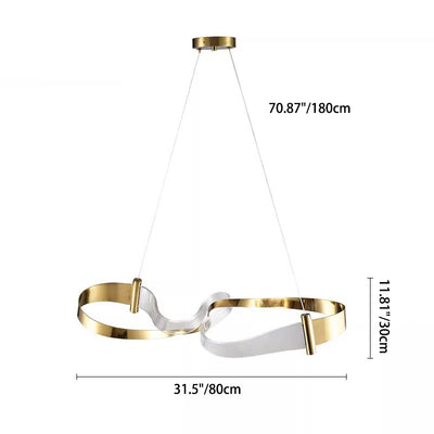 Lampe à suspension LED linéaire en ruban acrylique en forme de vague créative contemporaine pour salon 