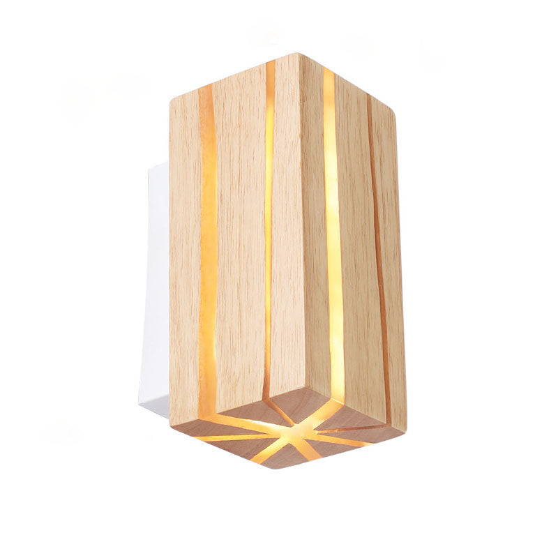 Moderne minimalistische geometrische Quader geknackt Holzmaserung LED Wandleuchte Lampe für Wohnzimmer 