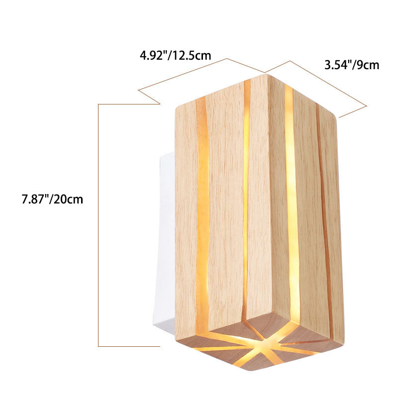 Moderne minimalistische geometrische Quader geknackt Holzmaserung LED Wandleuchte Lampe für Wohnzimmer 