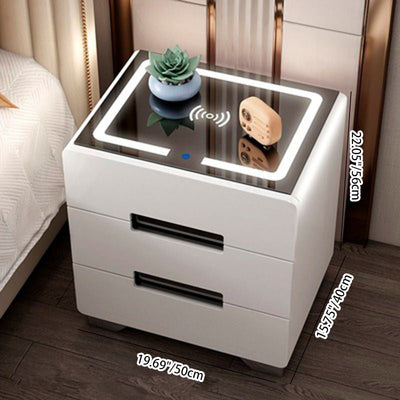 Table de chevet rectangulaire minimaliste moderne en métal avec panneau haute densité à 3 tiroirs pour chambre 