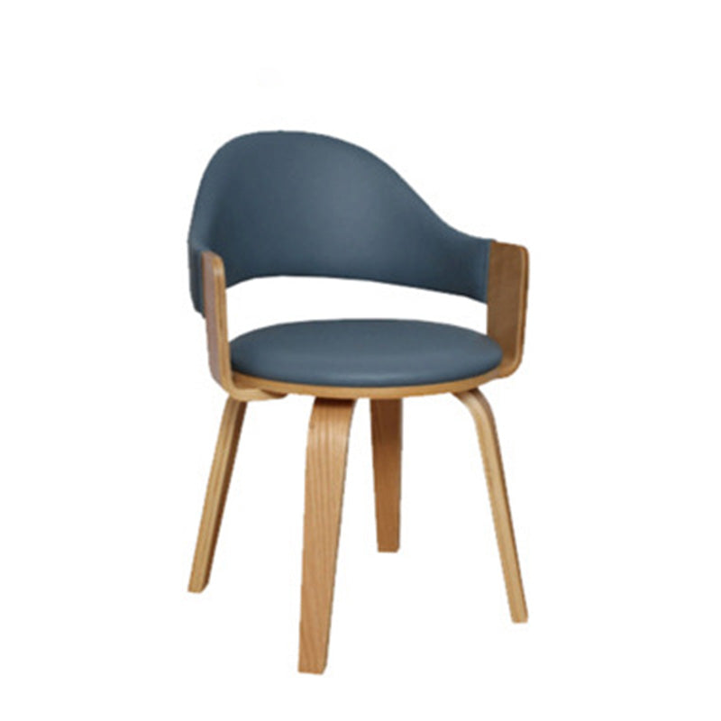 Contemporary Nordic Round PU Leather Upholstered Wood Frame Ergonomic Swivel Chair Backrest Armrest For Home Office