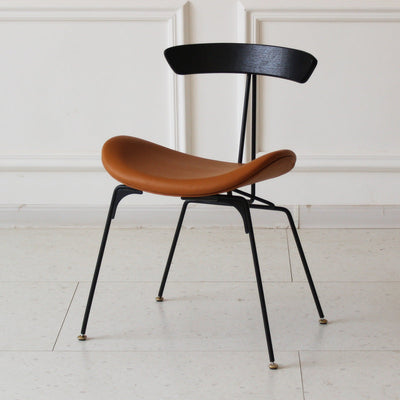 Chaise de salle à manger contemporaine en fourmi industrielle, bois, armature en cuir, tissu, éponge avec dossier pour salle à manger 