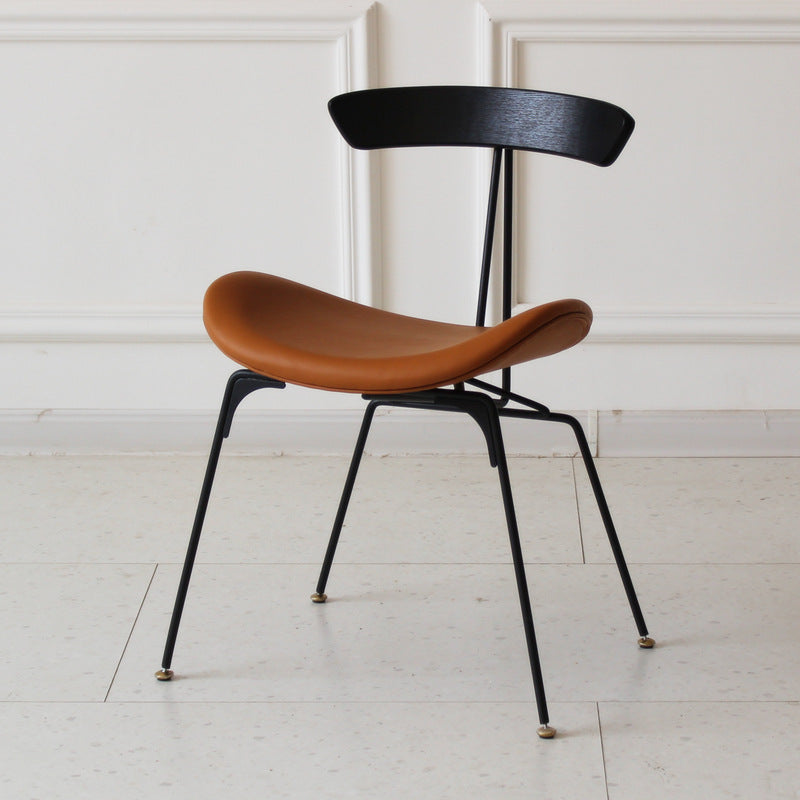 Chaise de salle à manger contemporaine en fourmi industrielle, bois, armature en cuir, tissu, éponge avec dossier pour salle à manger 