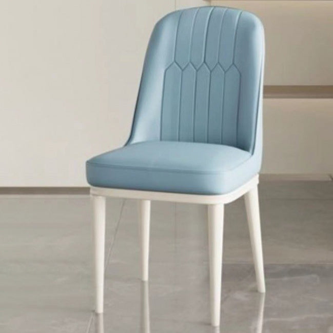 Moderner minimalistischer quadratischer rechteckiger PU-Leder-Kohlenstoffstahl-Esszimmerstuhl mit Rückenlehne für das Esszimmer 