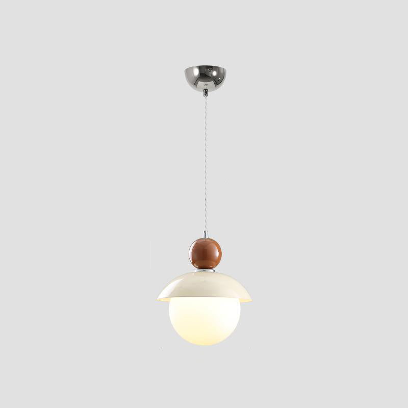 Lámpara Colgante de 1 Luz de Vidrio de Hierro con Globo Redondo Minimalista Moderno para Dormitorio 