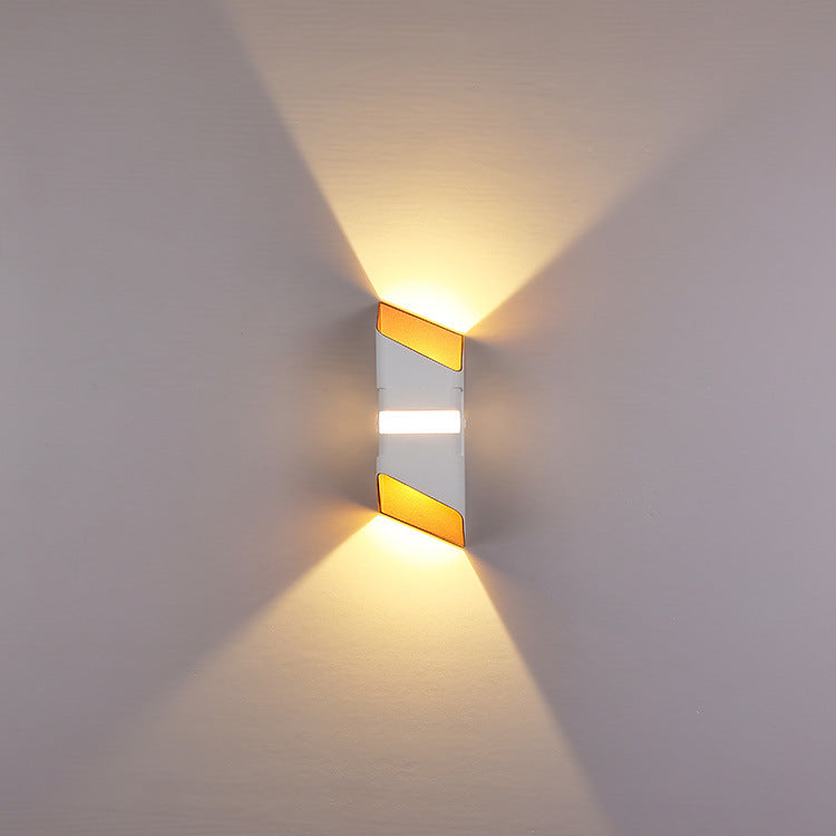 Lámpara de Aplique de Pared LED Impermeable de Haz Arriba y Abajo Cuadrado Industrial Contemporáneo para Patio Exterior 