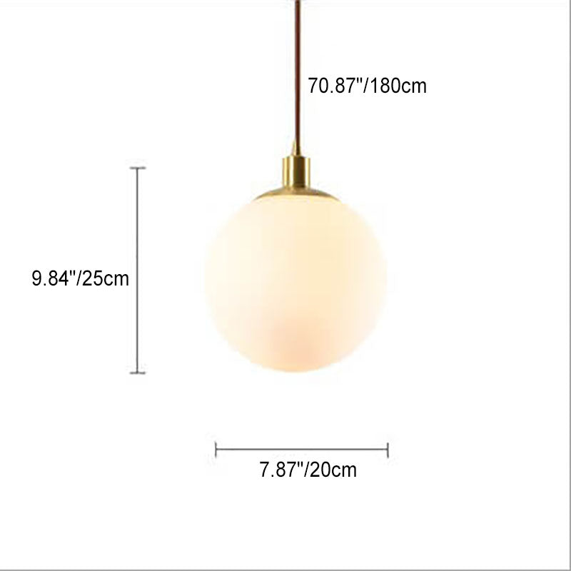 Nordic Minimalist White Orb 1-Light Pendant Light