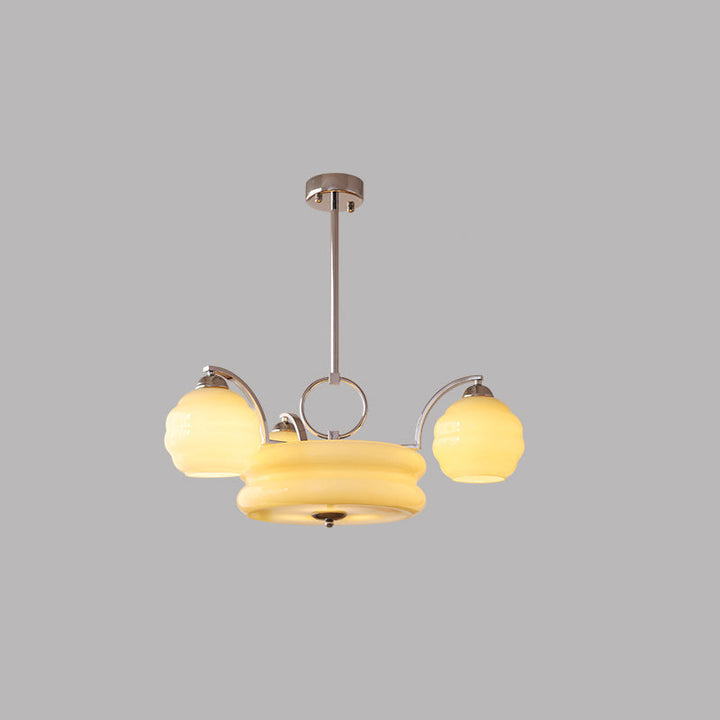 Lustre Moderne à Branches Courbées Style Mi-Siècle avec Baguette Ronde et Globes en Verre et Fer 4/6/8 Lumières pour Salon 
