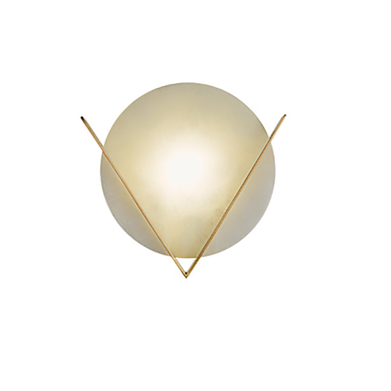 Zeitgenössische Luxus Kupfer Marmor Runde V Brief LED Wand Leuchte Lampe Für Flur 