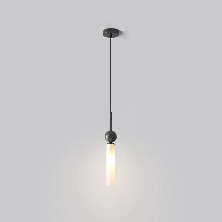 Modern Simplicity Marble Copper Cylinder 1-Light Pendant Light For Bedroom