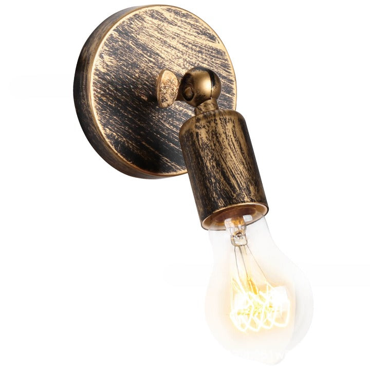 Contemporary Industrial Iron Round Exposed Bulb 1-Light Wall Sconce Lamp For Entryway