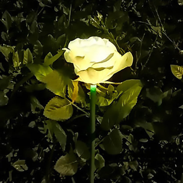 Luz Solar Moderna de Jardín Rosa LED con Enchufe de Tierra para Exteriores 