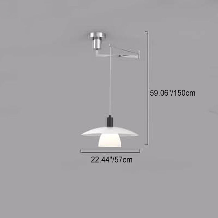Suspension Luminaire à Bras Oscillant en Dôme en Aluminium Moderne Nordique à 1 Lumière 
