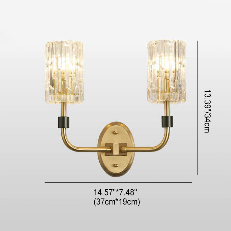 Modern Luxury Glass Cup Copper 1/2 Light Wall Sconce Lamp For Bedroom