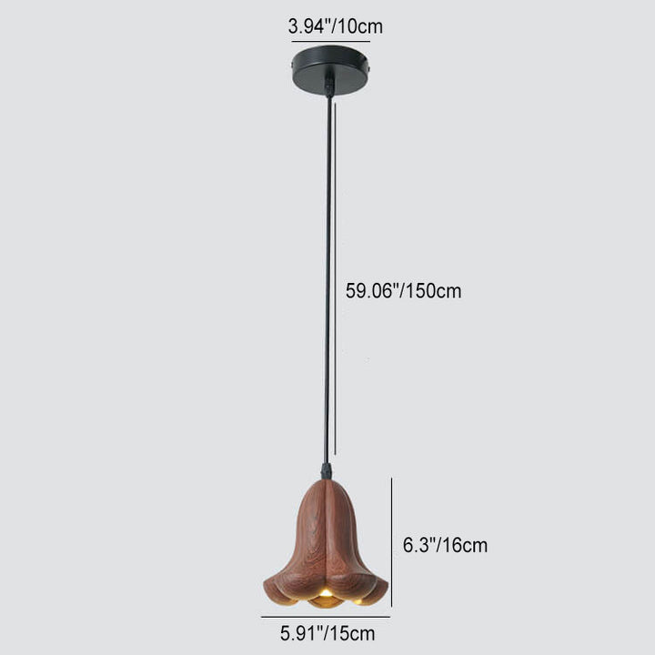 Retro Wabi-Sabi Trompetenblume Harzschirm 1-Licht Pendelleuchte 